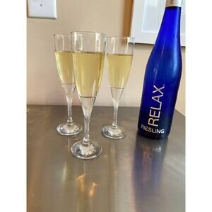 Vintage Circleware Crystal twisted stem champagne flutes, set of 3